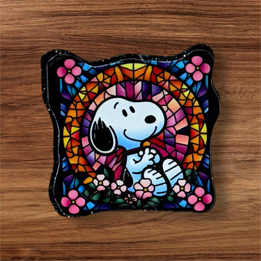 Stained Glass White Dog Acrylic Flatback