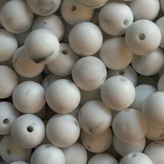 15mm Marble White Silicone Bead