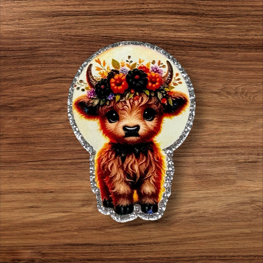 Floral Cow Acrylic Flatback