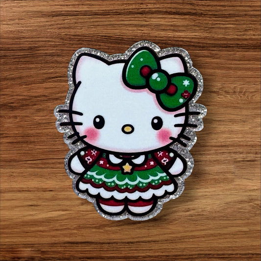 Christmas Kitty Acrylic Flatback