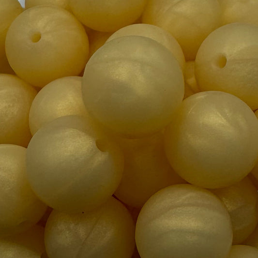 15mm Yellow Shimmer Silicone Bead