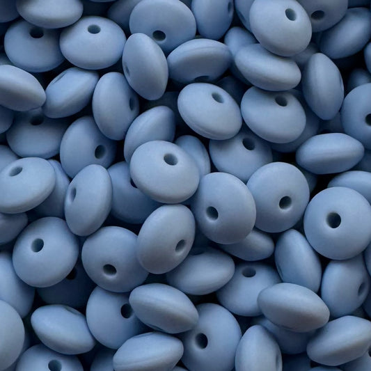 12mm Glacier Blue Silicone Lentil Bead