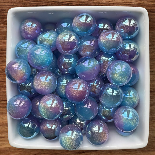 16mm Blue & Purple Galaxy Acrylic Bead