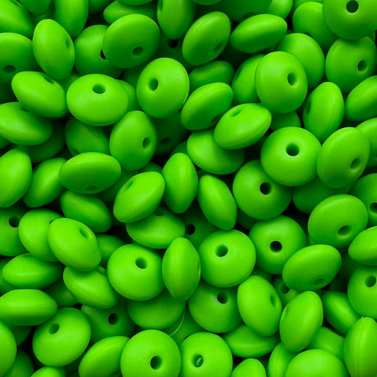 12mm Willow Green Silicone Lentil Bead