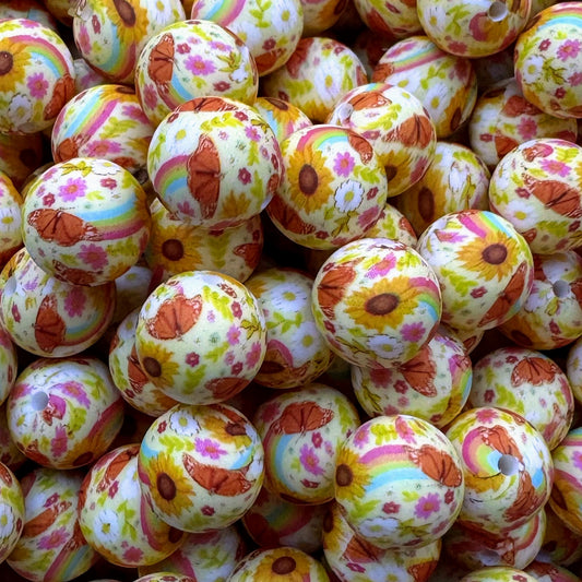 15mm Butterfly & Sunflower Silicone Bead