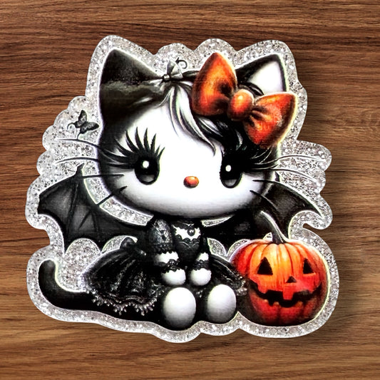 Kitty With Pumpkin Acrylic Flatback