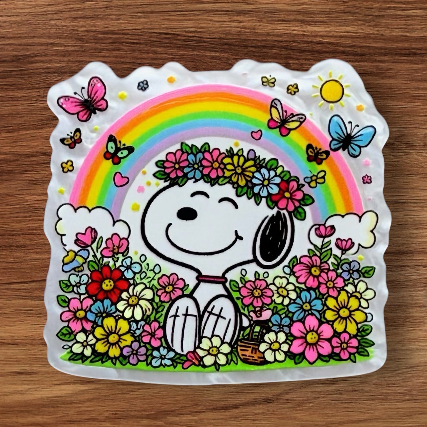 Floral Beagle Acrylic Flatback