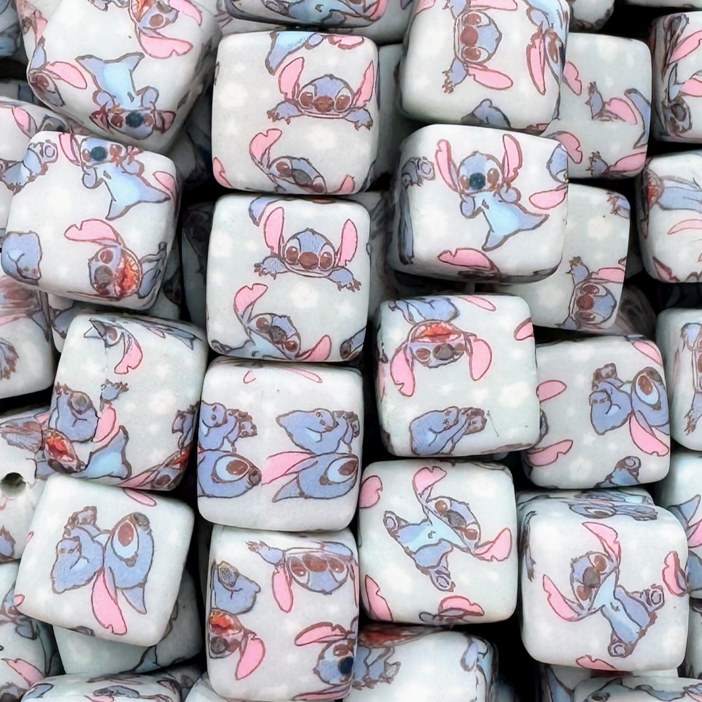 14mm Blue Alien Square Silicone Bead