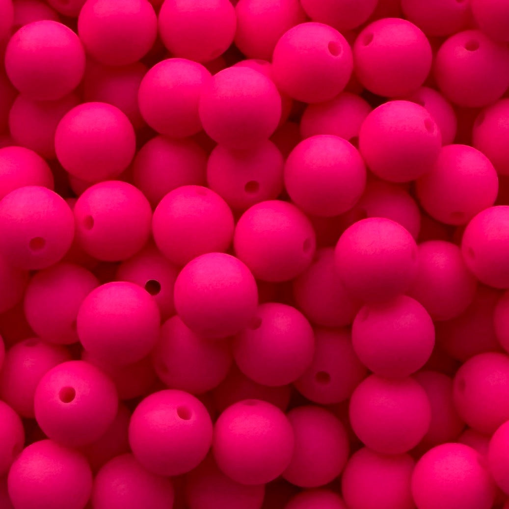 12mm Hot Pink Silicone Bead