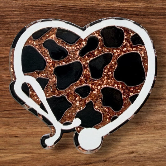 Animal Print Heart Acrylic Flatback
