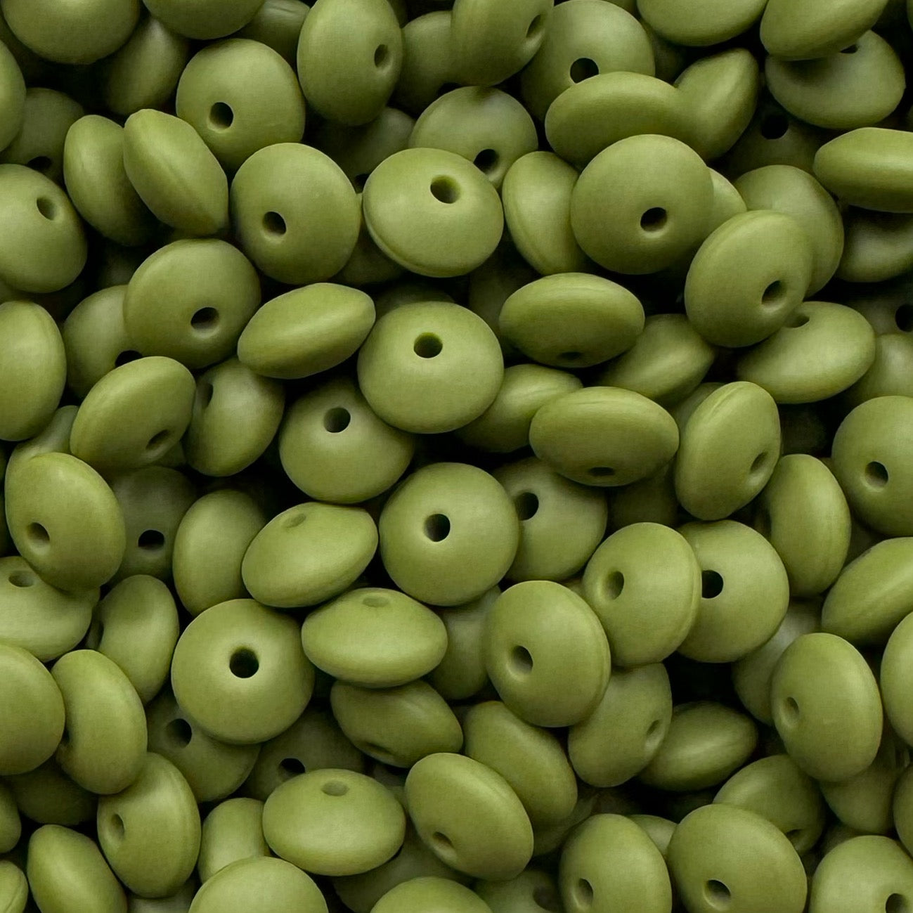 12mm Green Silicone Lentil Bead