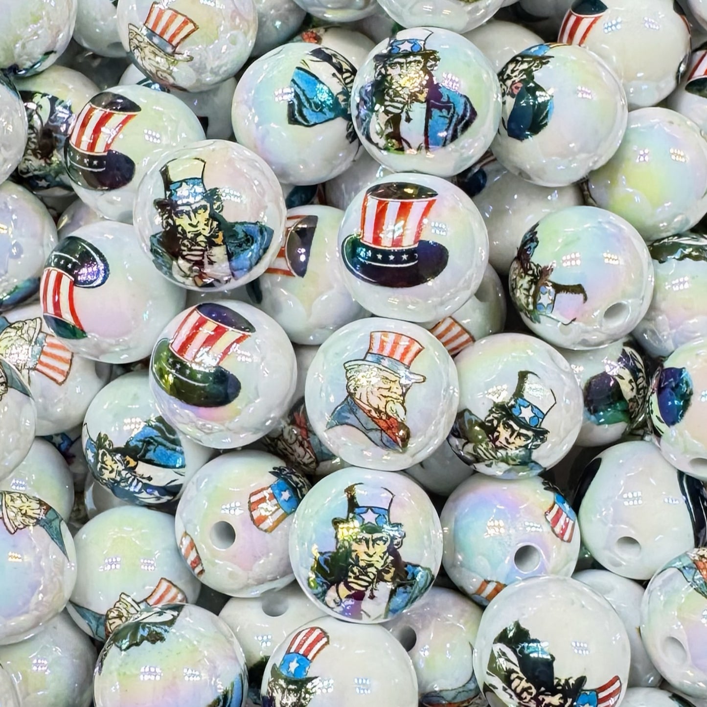 16mm Uncle Sam Acrylic Bead