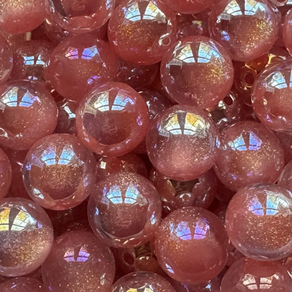 16mm Dusty Pink Cats Eye Glitter Acrylic Bead