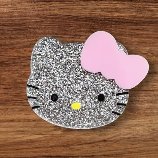 Kitty With Pink Bow Acrylic Flatback