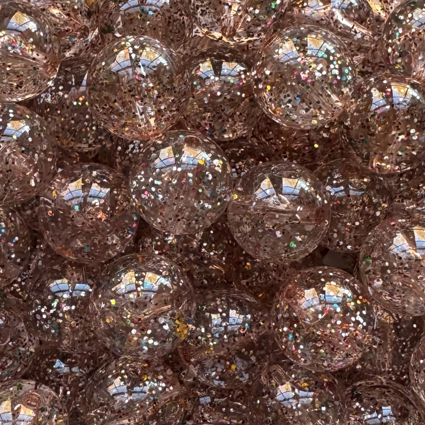 16mm Brown Glitter Acrylic Bead