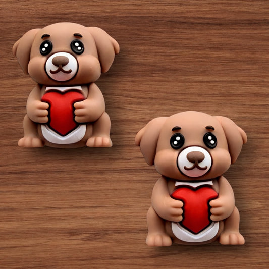 3-D Puppy With Heart Focal