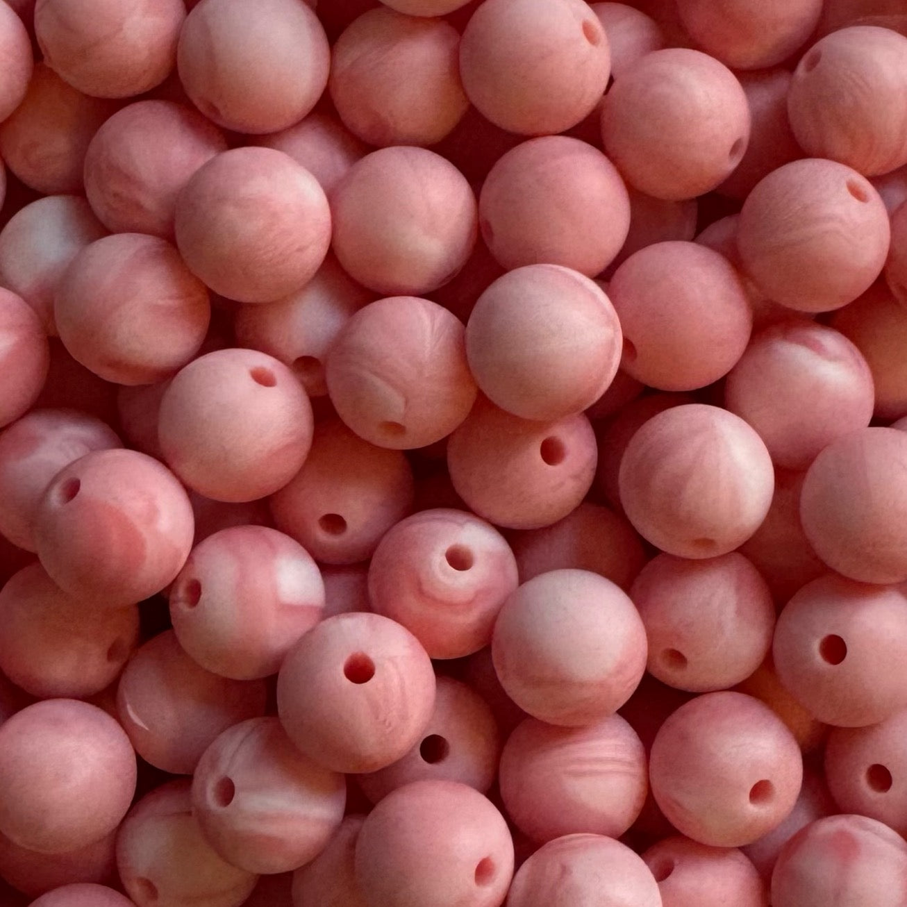 12mm Marble Pink Silicone Bead