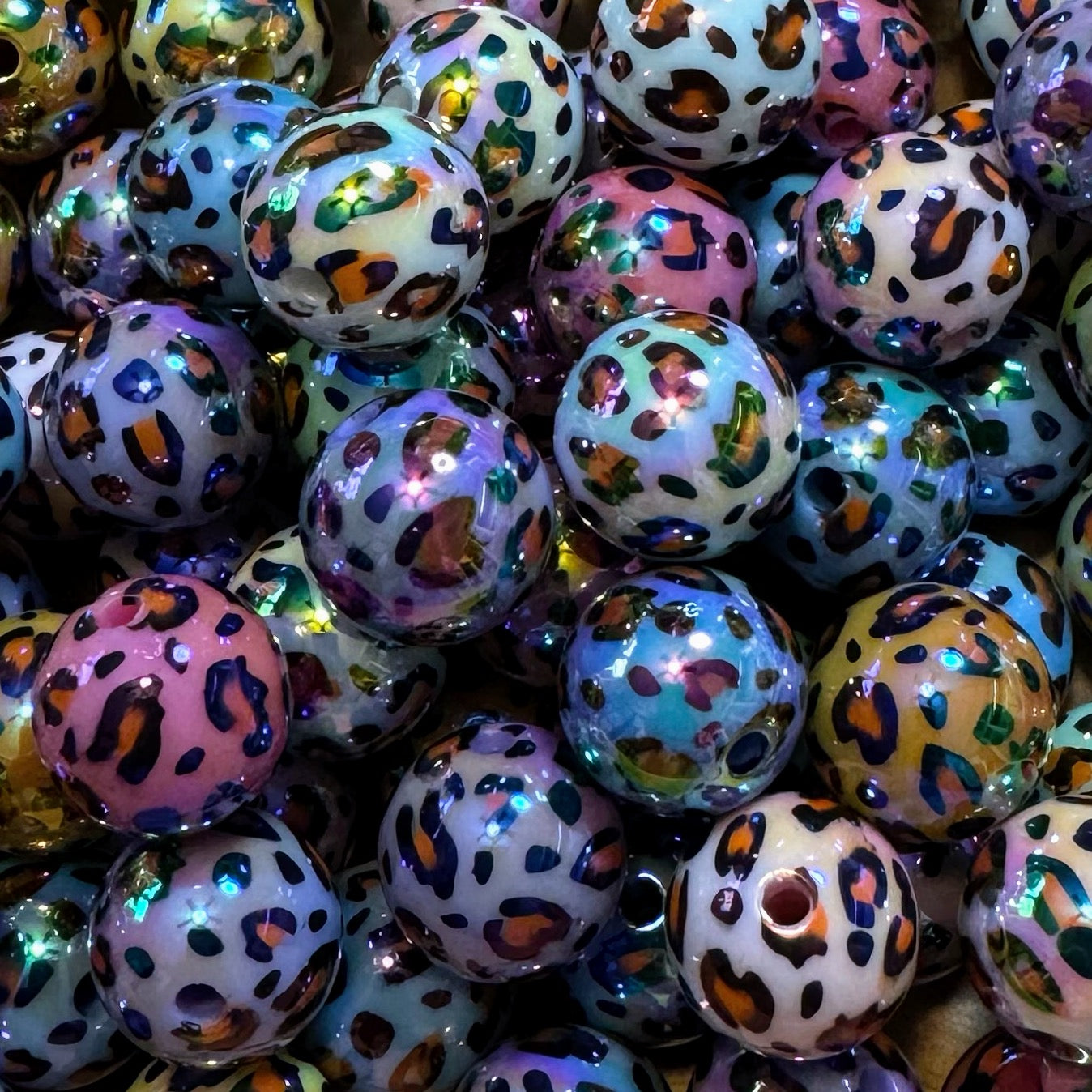 16mm Acrylic Colorful Leopard Bead