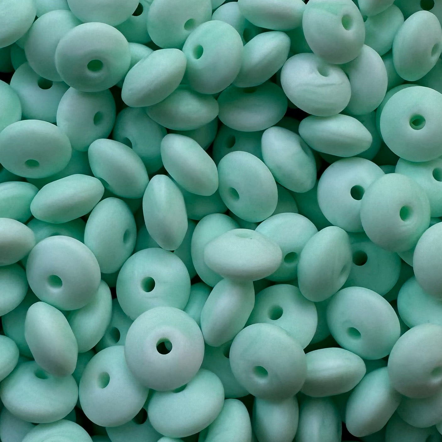 12mm Marble Mint Silicone Lentil Bead