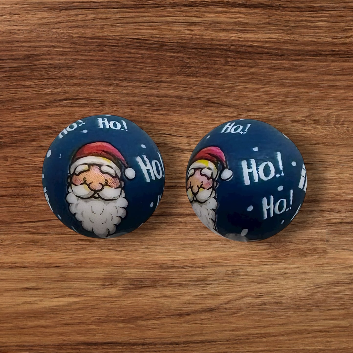15mm Blue Ho Ho Ho Silicone Bead