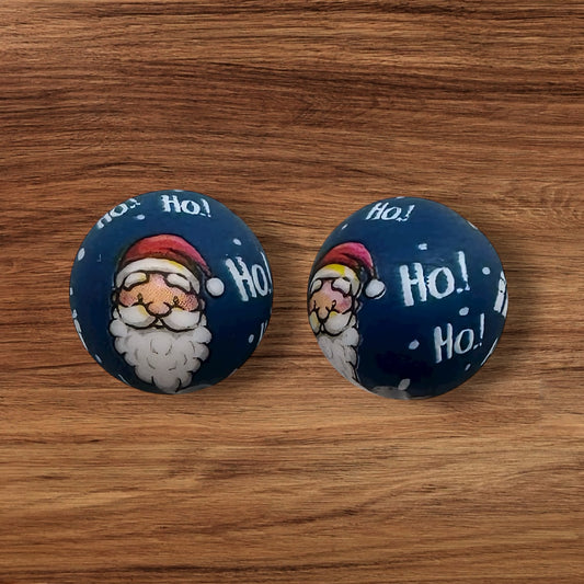 15mm Blue Ho Ho Ho Silicone Bead