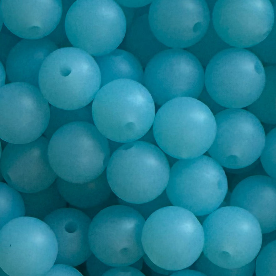 12mm Ice Blue Silicone Bead
