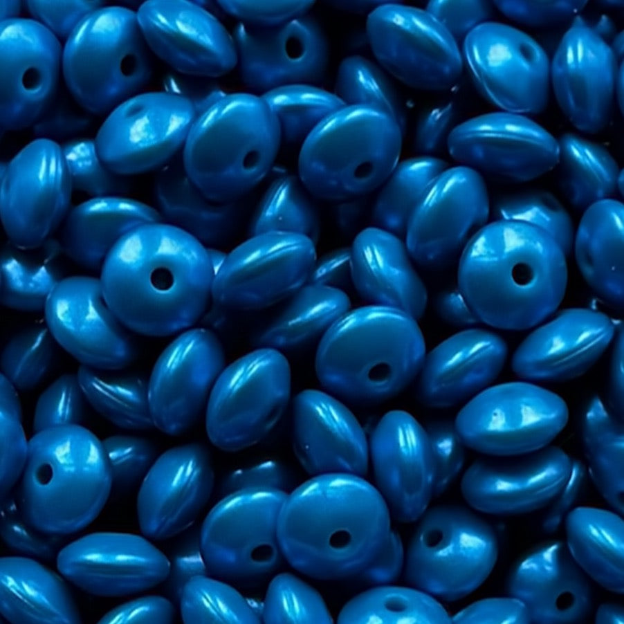 12mm Royal Blue Metallic Silicone Lentil Bead