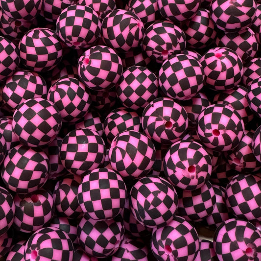 Checkered 15mm Silicone Bead