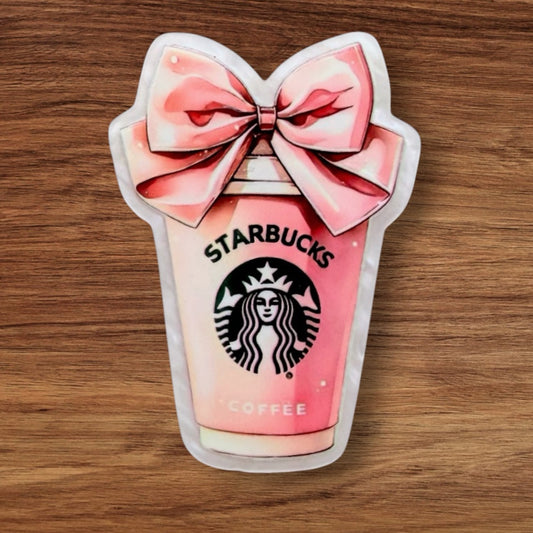 Coffee Cup With Bow Acrylic Flatback