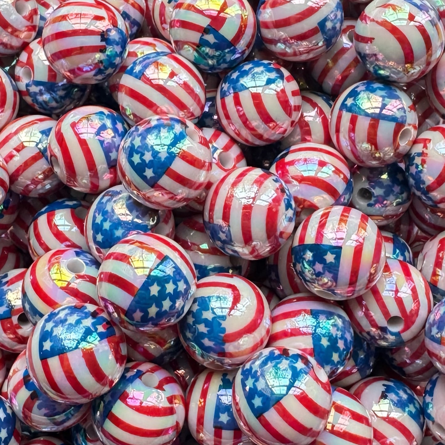 16mm Acrylic USA Flag Bead
