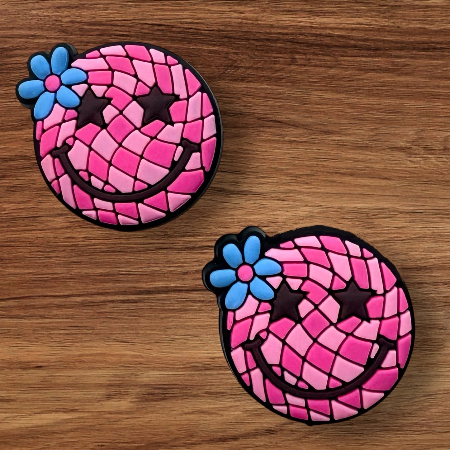 Pink Checkered Happy Face Focal