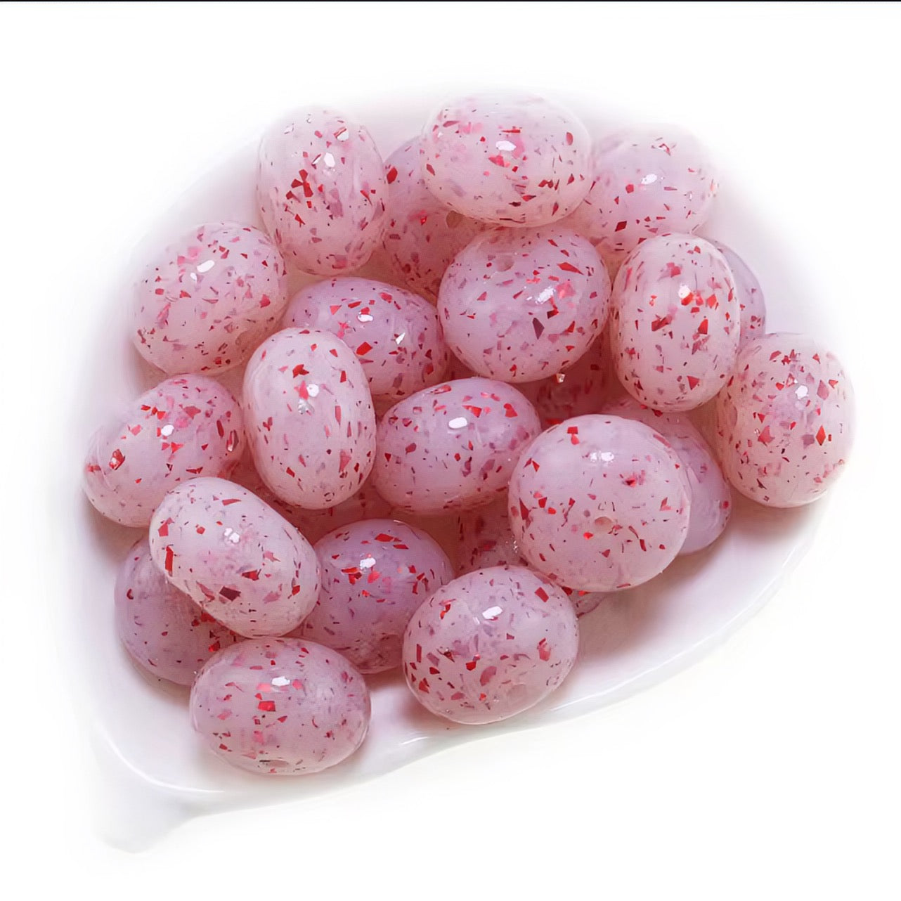 14mm Red Speck Jelly Abacus Bead