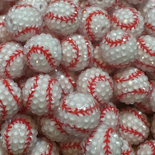 20mm Rhinestone Baseball Acrylic Bead