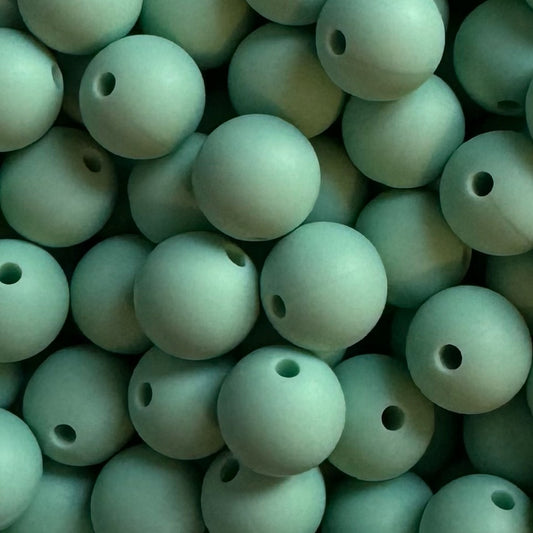 15mm Light Mint Green Silicone Bead