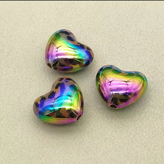 Acrylic Leopard Heart Bead