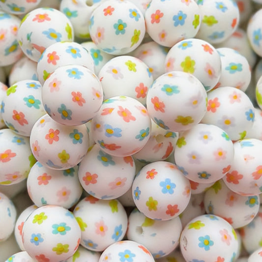 15mm Spring Blossoms Silicone Bead