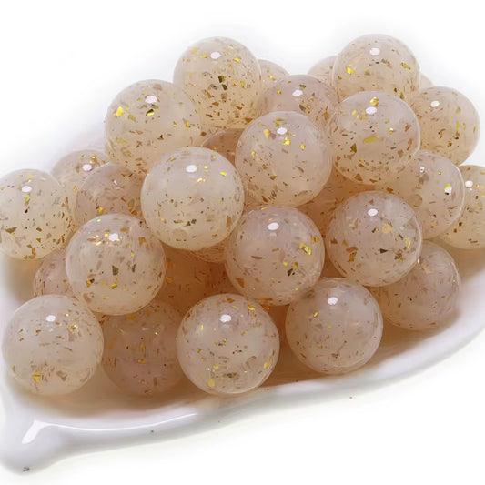 15mm Clear With Gold Specks Jelly Silicone Bead