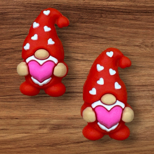 3-D Gnome With Pink Heart Focal