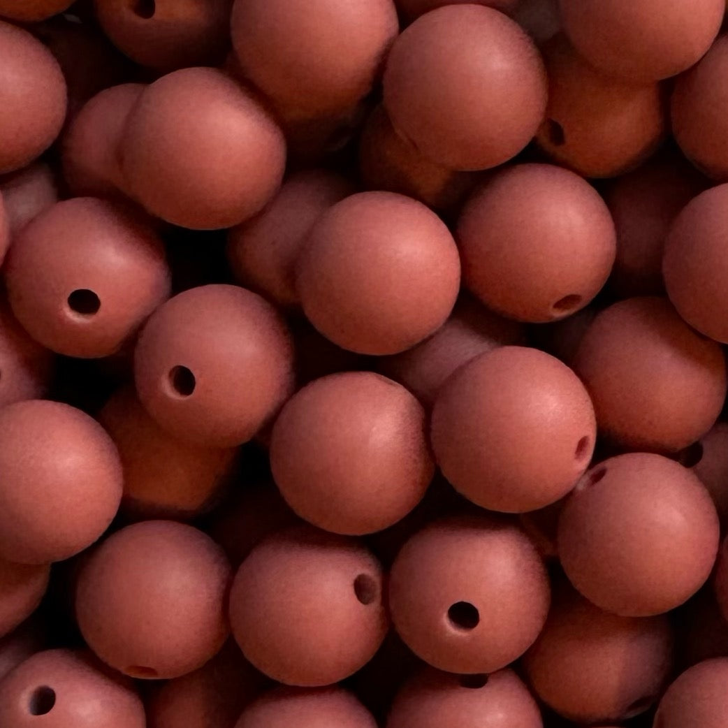 12mm Earthy Pink Silicone Bead
