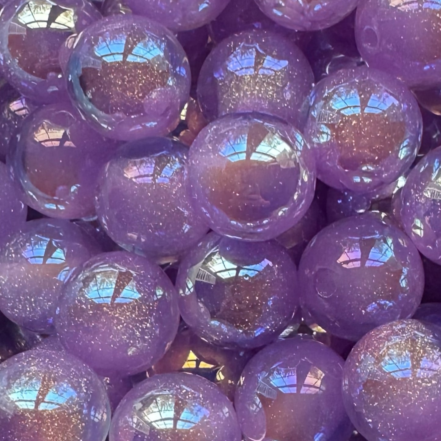 16mm Cat Eye Glitter Acrylic Bead (Lilac)