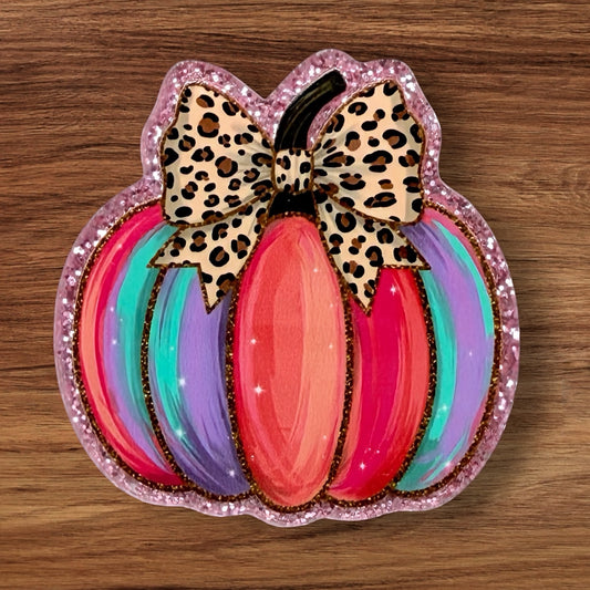 Pumpkin With Bow Acrylic Flatback
