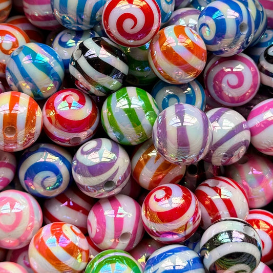 16mm Colorful Swirls Acrylic bead