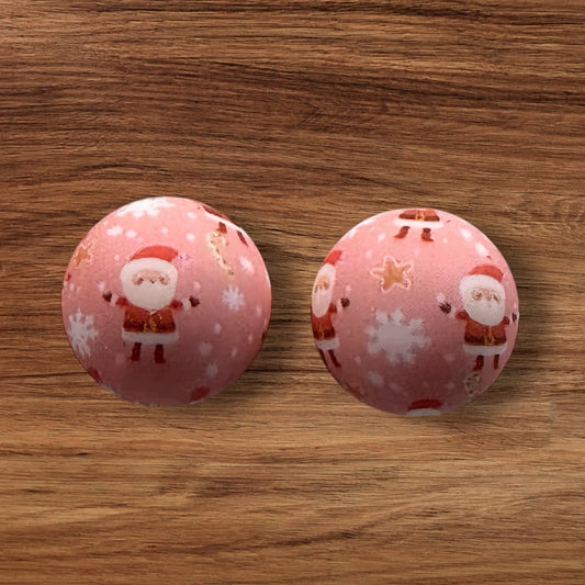 15mm Pink Christmas Silicone Bead