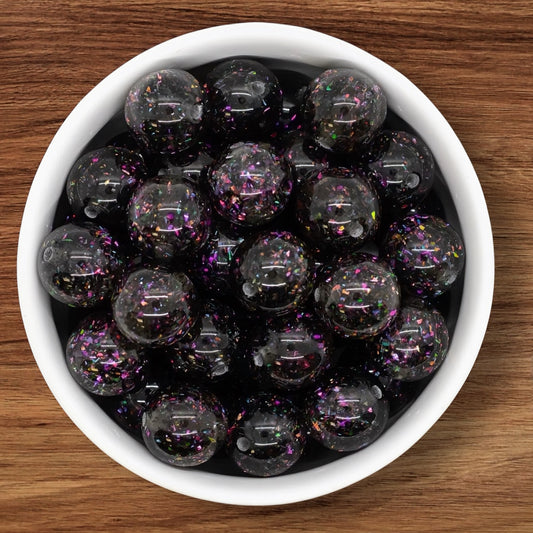 16mm Black Holographic Acrylic Bead