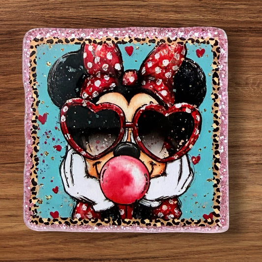 Girl Mouse Blowing Bubble Acrylic Flatback