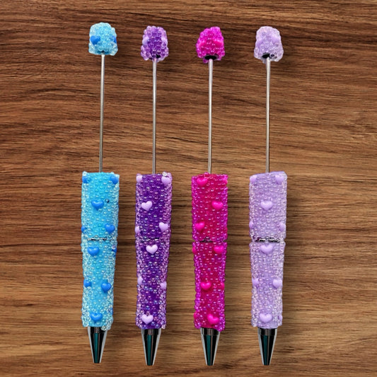Fancy Beadable Pen With Hearts