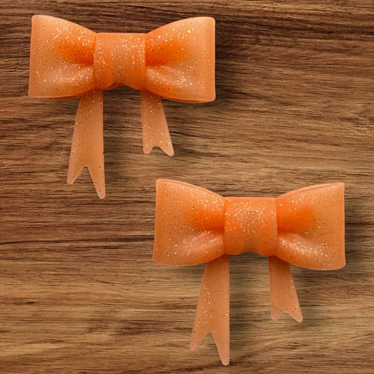 Orange Glitter Bow Focal/Straw Topper