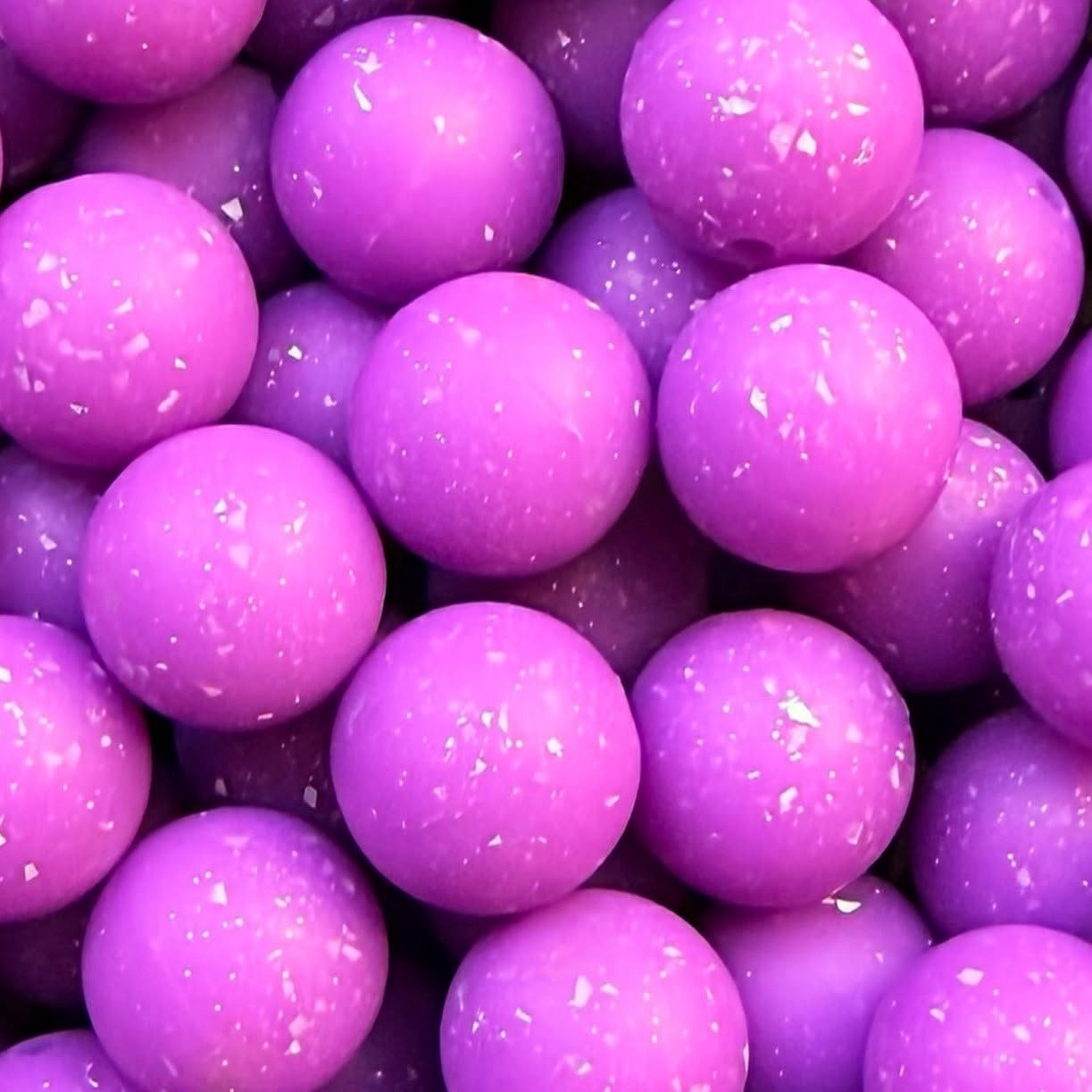15mm Purple Glitter Silicone Bead