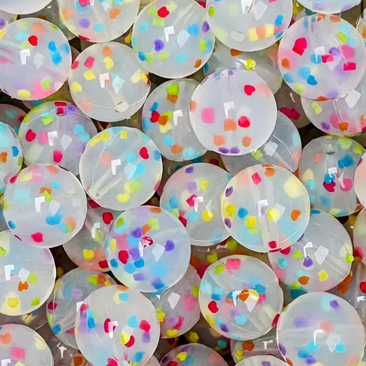 15mm Confetti Hearts Silicone Bead