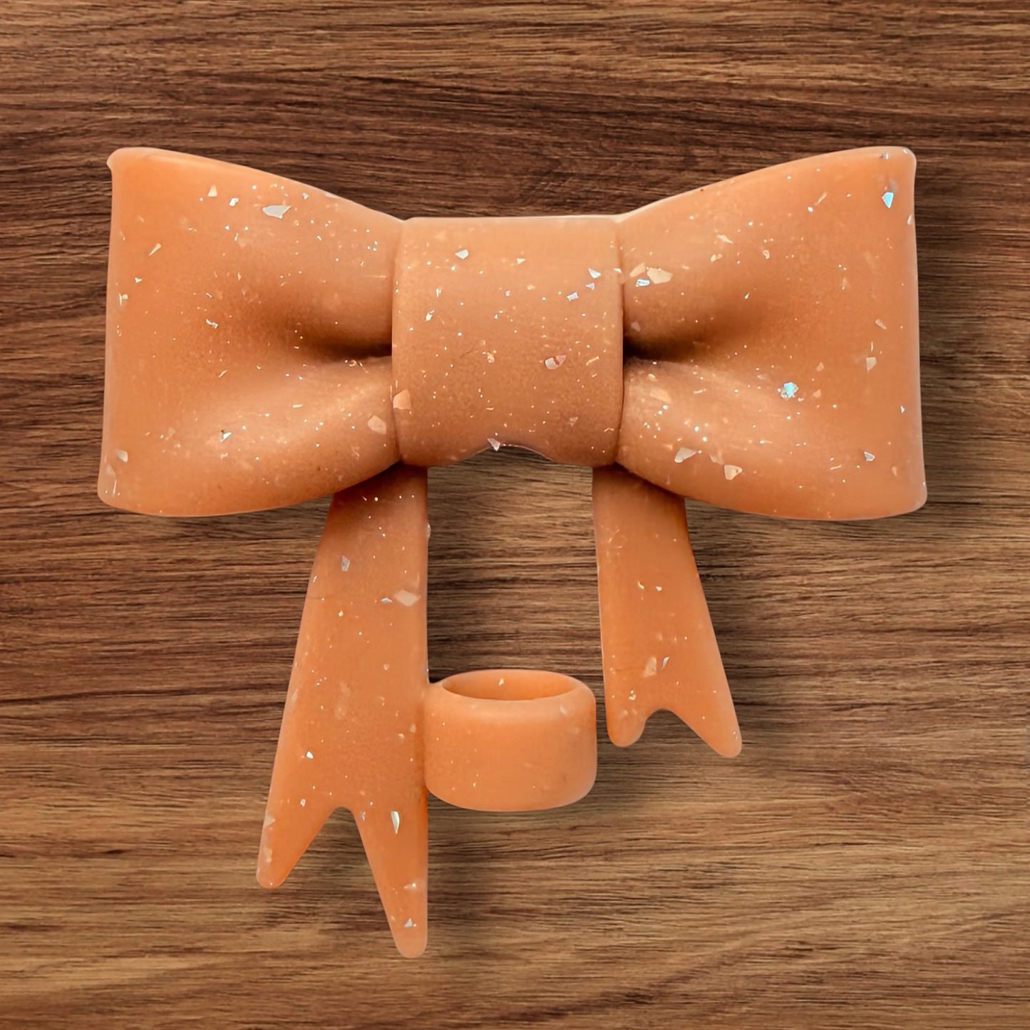 Beige Glitter Bow Focal/Straw Topper